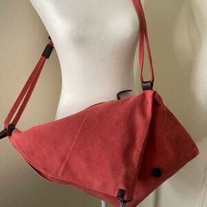 Large Coral Crossbody Canvas Shoulder Bag